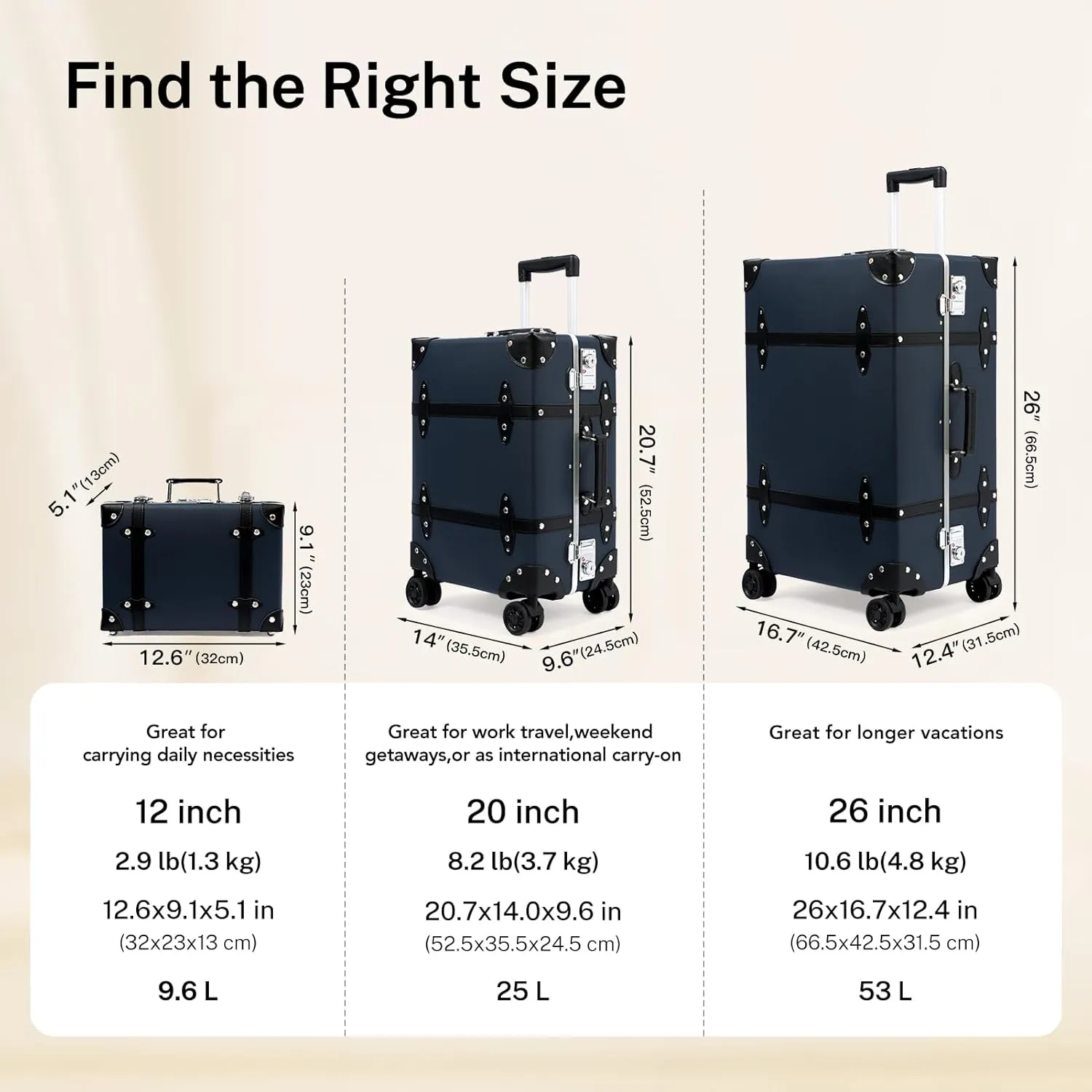 Large Capacity Hardside Suitcase Set with TSA Lock,Luxury Vintage Style Maletas De Viaje, for Men And Women Carry On Luggage Set