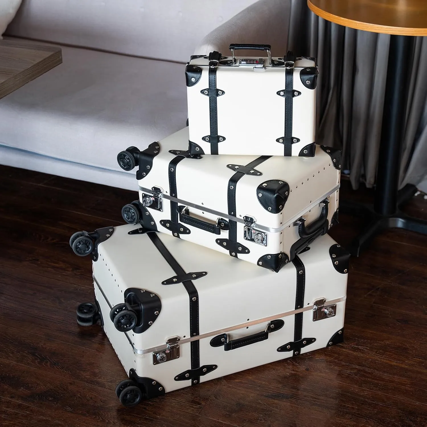 Large Capacity Hardside Suitcase Set with TSA Lock,Luxury Vintage Style Maletas De Viaje, for Men And Women Carry On Luggage Set