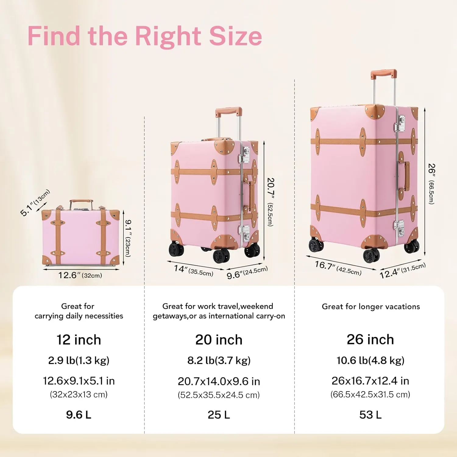 Large Capacity Hardside Suitcase Set with TSA Lock,Luxury Vintage Style Maletas De Viaje, for Men And Women Carry On Luggage Set
