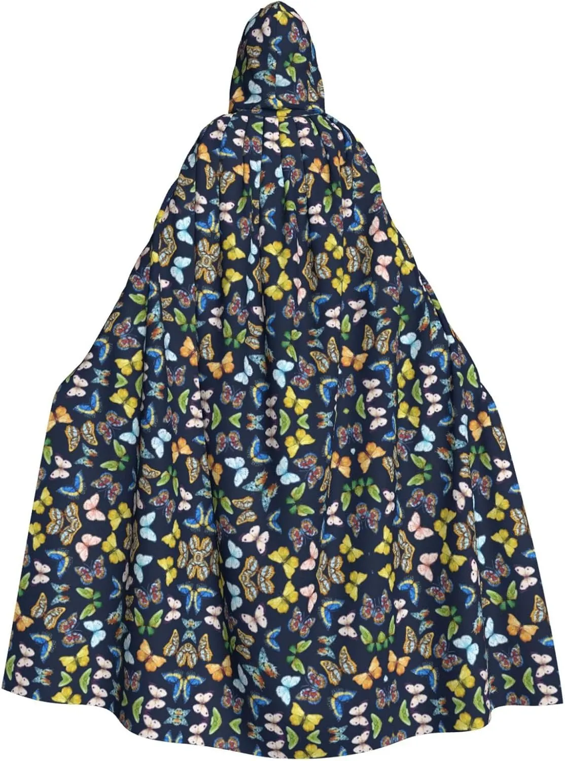 leaf colorful butterfly print Hooded cape for adults, Oversized Hooded Cloak with Bow Tie, Adult party dress cape