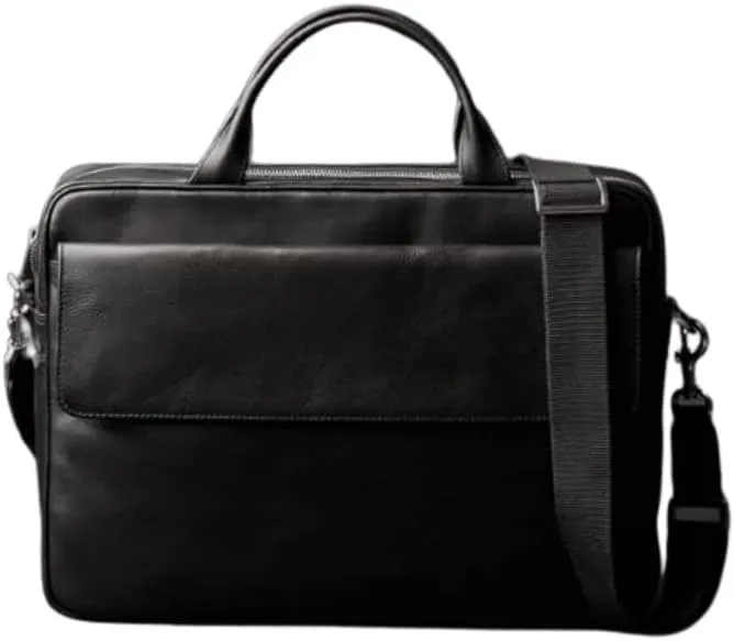 Leather Messenger Briefcase for Men, 15-inch Laptop Shoulder Bag, Business