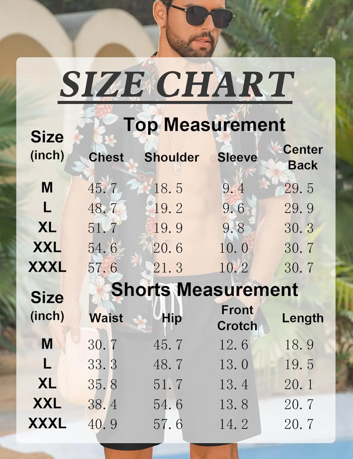 LecGee Men's 2 Piece Hawaiian Short Set Floral Button Down Shirt and Beach Shorts Summer Vacation Outfits for Men
