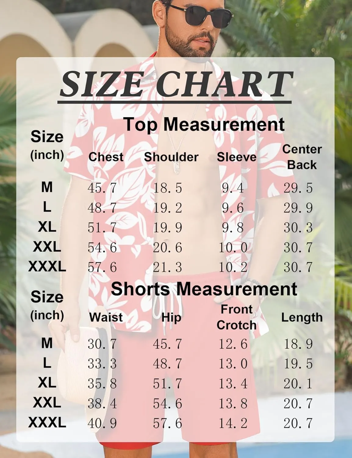 LecGee Men's 2 Piece Hawaiian Short Set Floral Button Down Shirt and Beach Shorts Summer Vacation Outfits for Men