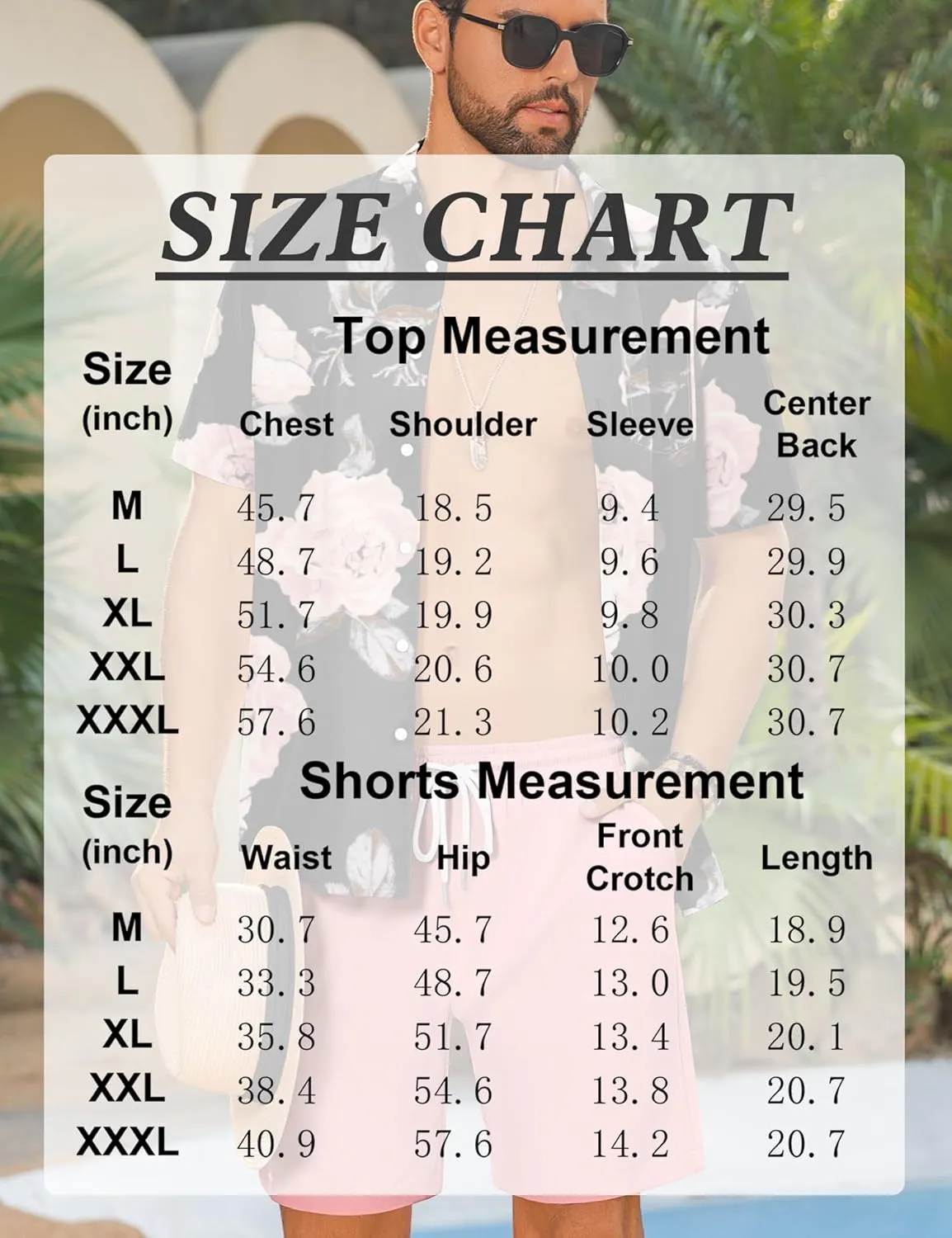 LecGee Men's 2 Piece Hawaiian Short Set Floral Button Down Shirt and Beach Shorts Summer Vacation Outfits for Men