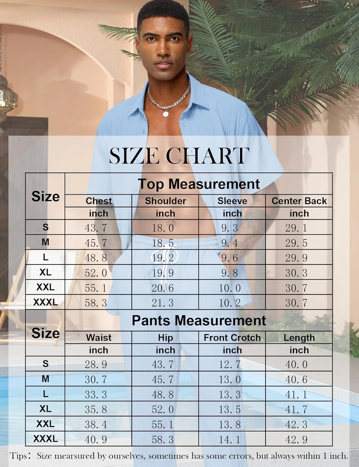 LecGee Men's 2 Piece Vertical Striped Textured Outfits Summer Casual Button Down Shirts And Pants Matching Sets