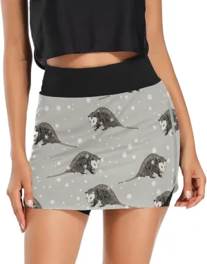 Leopard Print Black White Athletic Tennis Golf Skorts Skirts for Women Workout Running Sports Skirts S