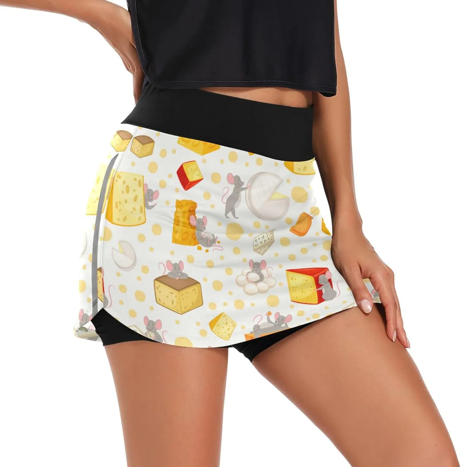 Leopard Print Black White Athletic Tennis Golf Skorts Skirts for Women Workout Running Sports Skirts S