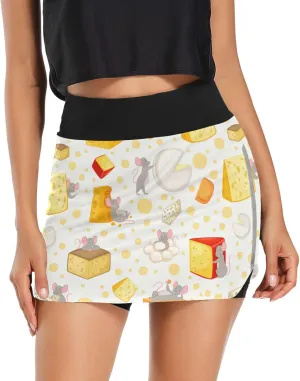 Leopard Print Black White Athletic Tennis Golf Skorts Skirts for Women Workout Running Sports Skirts S