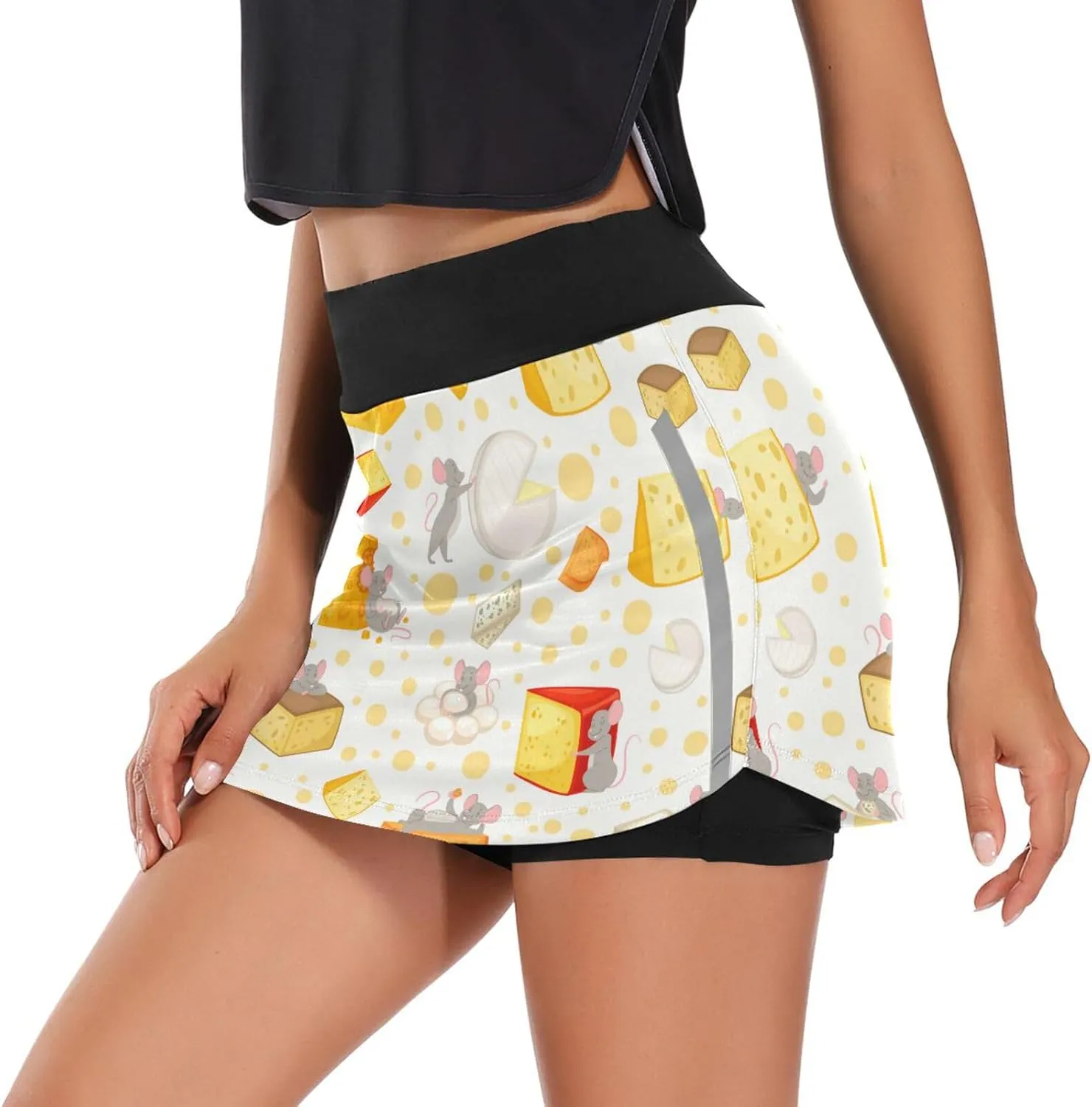 Leopard Print Black White Athletic Tennis Golf Skorts Skirts for Women Workout Running Sports Skirts S