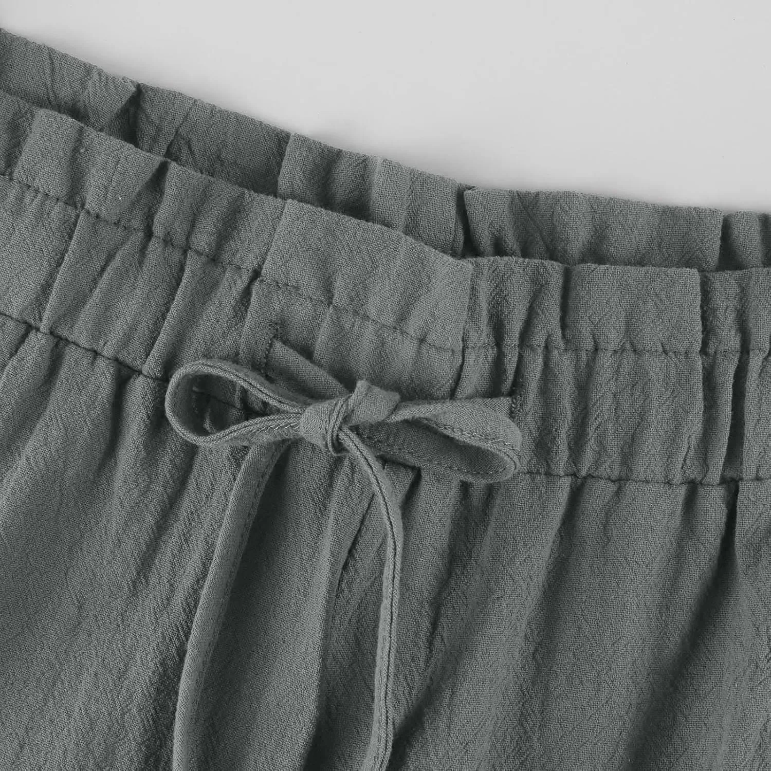 Linen Pants Women Casual Summer Wide Leg Flowy Capri Pant Plus Size Baggy High Waist Palazzo Beach Lounge Trousers