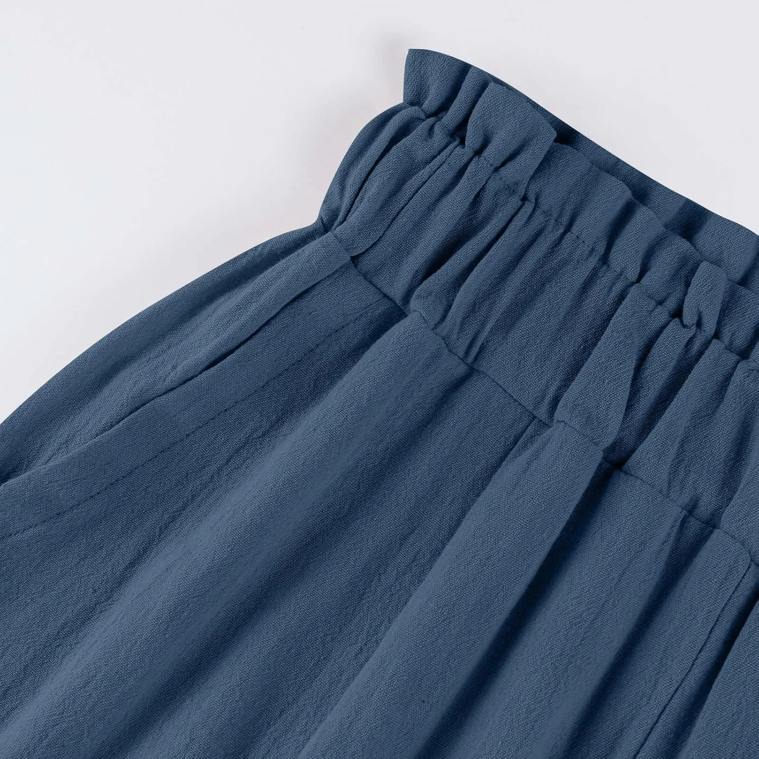 Linen Pants Women Wide Leg High Waisted Lounge Capri Pants Dress Pants Summer Business Casual Work Pants Trousers