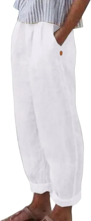 Linen Pants Women Wide Leg Pants Fashion Drawstring Elastic Trousers Comfy Straight Leg Palazzo High Waist Wide Leg