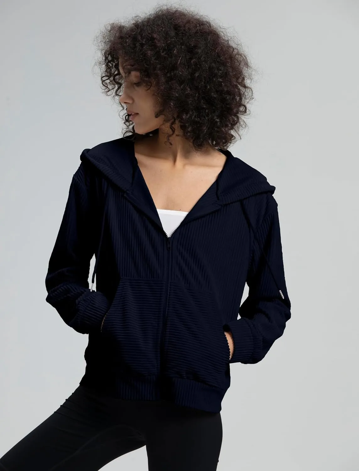 Locachy Women's Corduroy Hoodies Sweatshirt Fashion Zip Up Oversized Shacket Jacket with Pockets