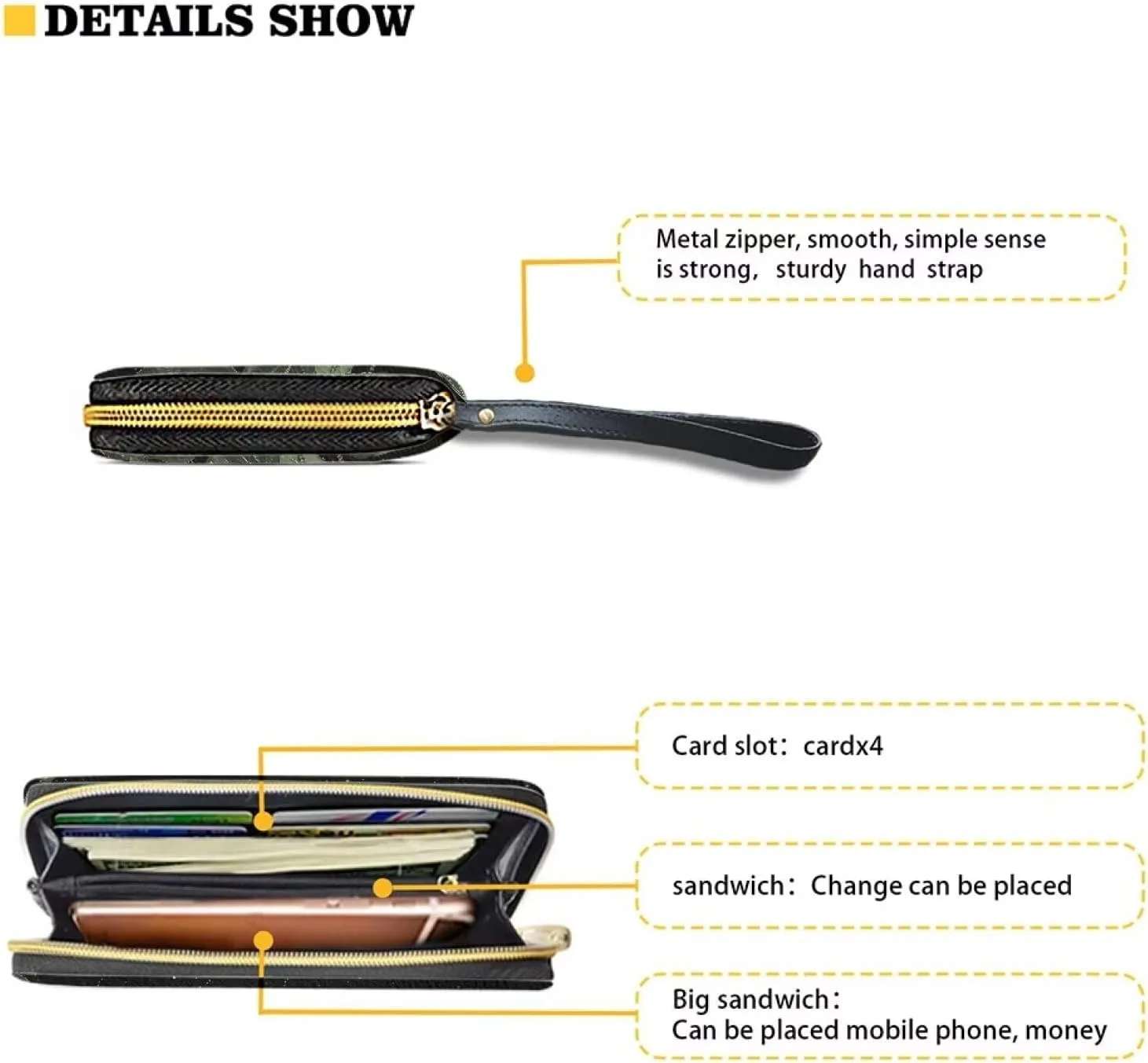 Long Wallet with Wristlet for Women Convenient Fashionable Ladies Business Wallet Metal Zipper Credit Card Holder for Travel Large Capacity Purse with Sunflower Moon Starry Sky Pattern