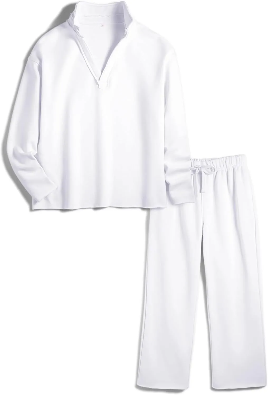 Lounge Sets for Women 2 Piece Outfits Long Sleeve V Neck Pullover Sweatshirts Wide Leg Pants Travel Tracksuit Set