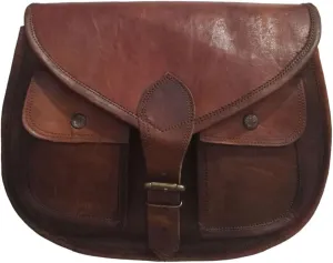 Madosh Women Satchel Crossbody Bag Brown Vintage Genuine Leather Shoulder Purse Handmade Handbag