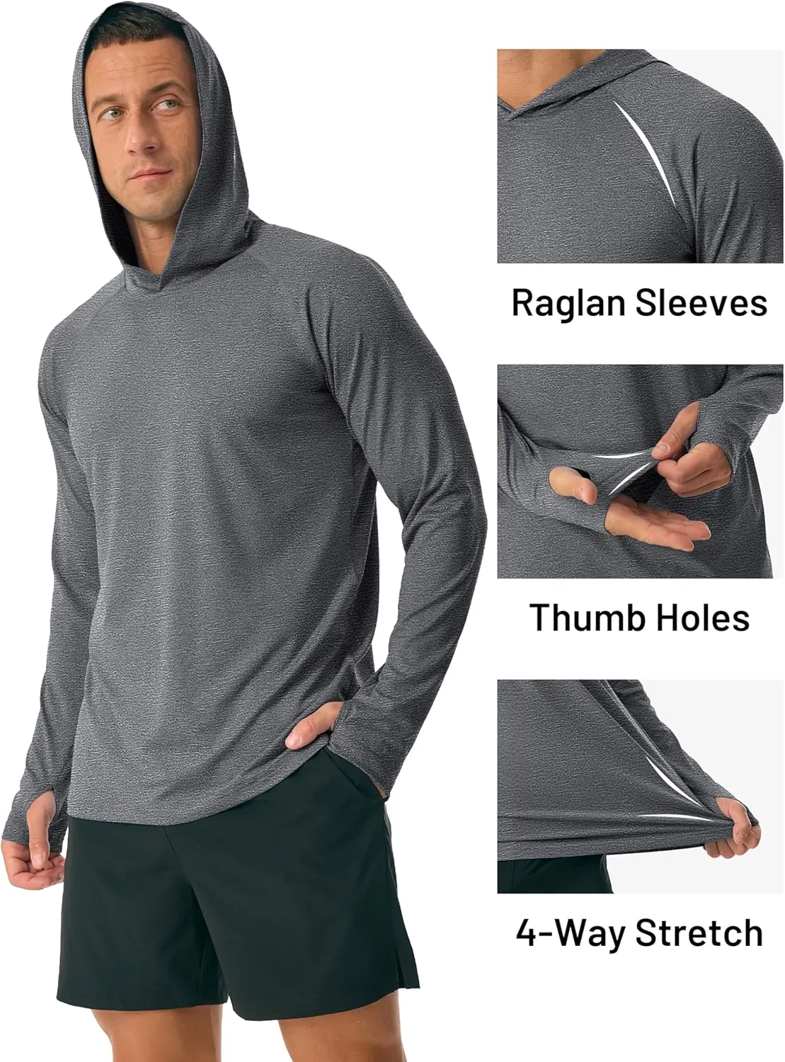 MAGCOMSEN Men's UPF 50  Sun Protection Hoodie Lightweight Long Sleeve Rash Guard Shirts Fishing Swim Athletic Workout