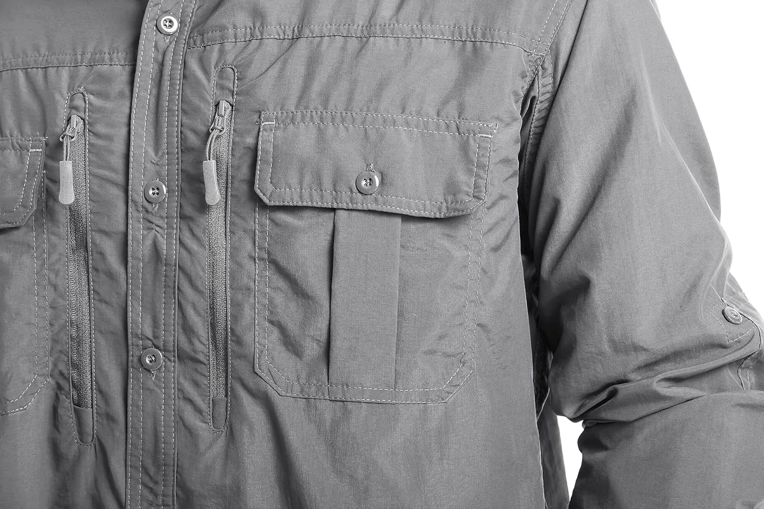 MAGCOMSEN Men's UPF 50  Sun Protection Shirts, Button Down Long Sleeve Shirt for Hiking, Fishing, Safari