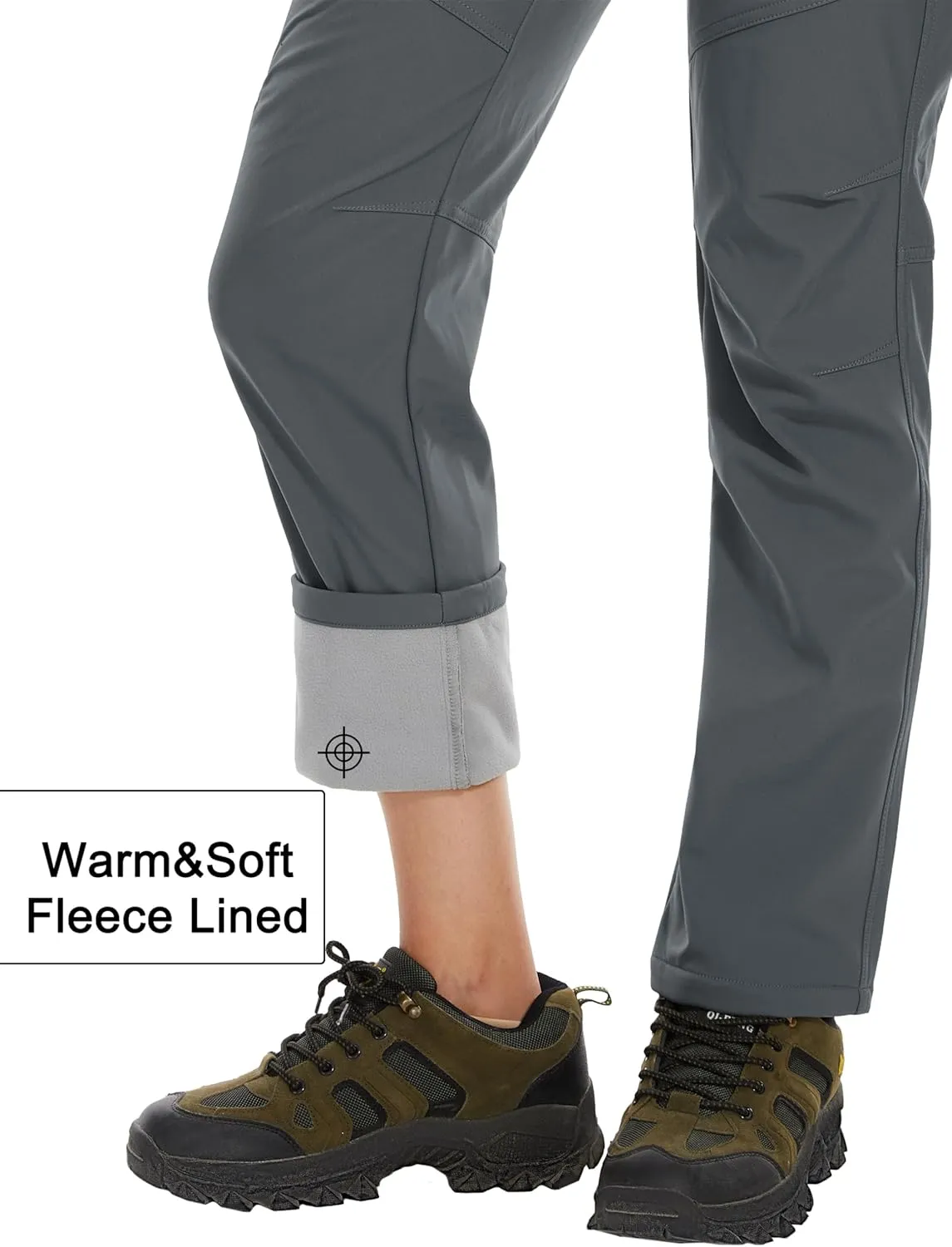 MAGCOMSEN Women's Fleece Lined Waterproof Insulated Softshell Pants Outdoor Snow Ski Pants Winter Warm Hiking Pants