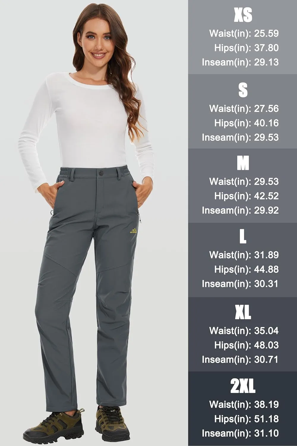 MAGCOMSEN Women's Fleece Lined Waterproof Insulated Softshell Pants Outdoor Snow Ski Pants Winter Warm Hiking Pants