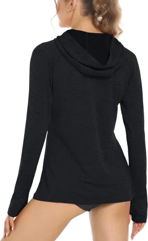 MAGCOMSEN Women's Sun Protection Hoodie Shirts UPF 50  Long Sleeve Top Quick Dry Lightweight for Hiking Athletic