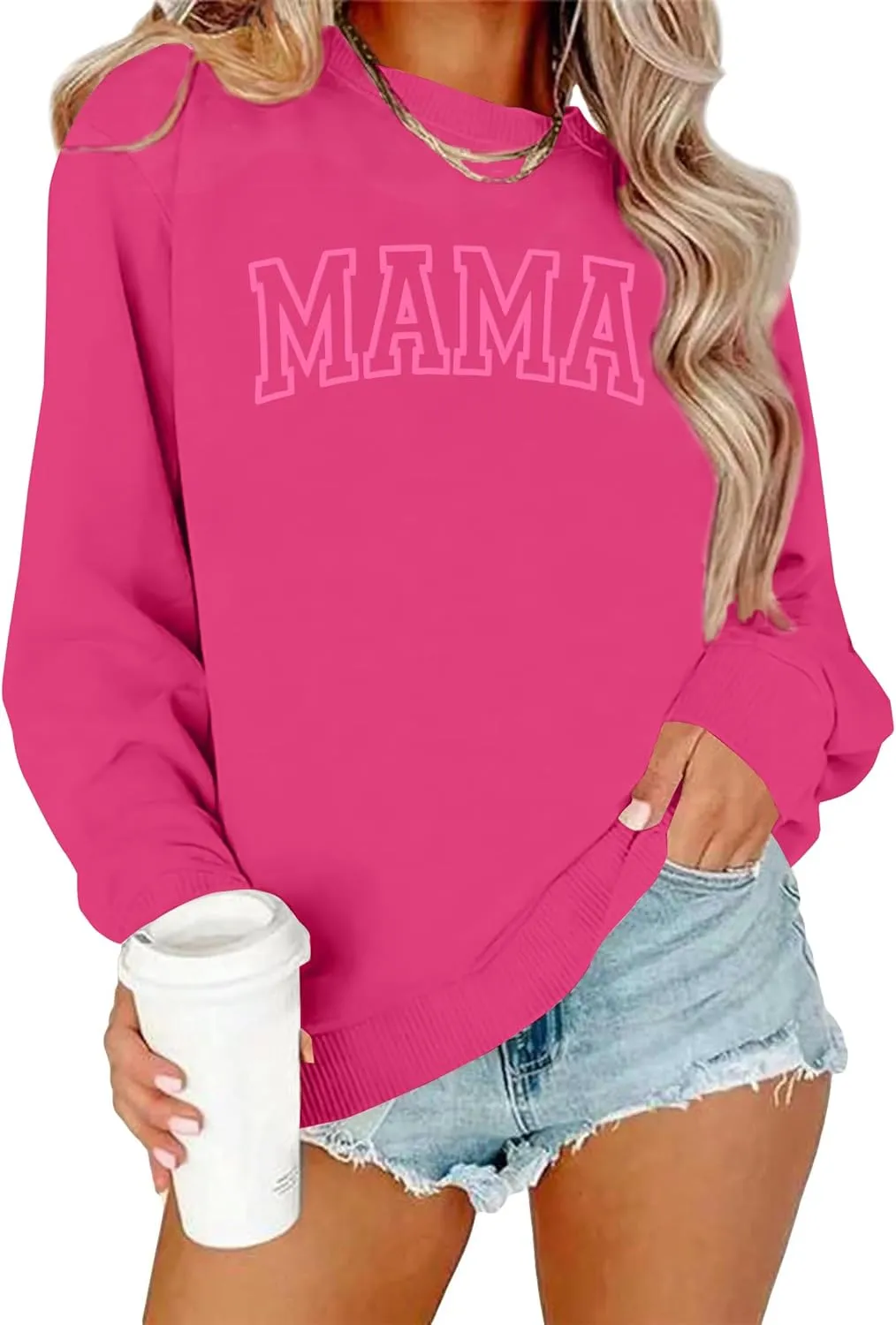 Mama Sweatshirt Women Mama Graphic Crewneck Sweatshirt Mom Gift Shirt Casual Long Sleeve Pullover Tops
