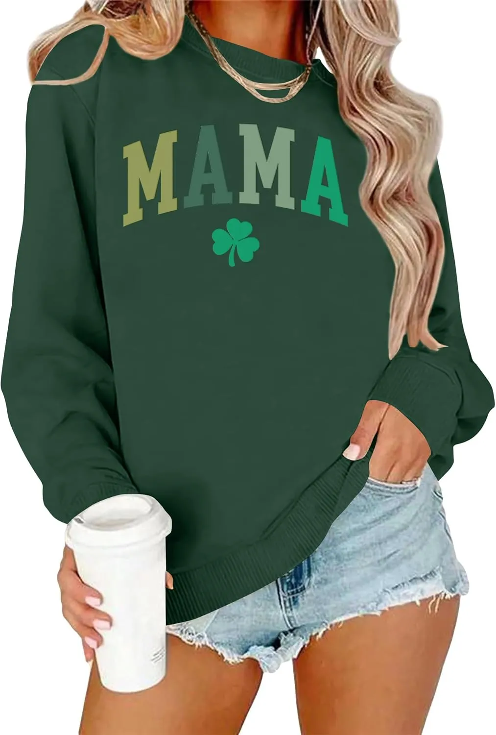 Mama Sweatshirt Women Mama Graphic Crewneck Sweatshirt Mom Gift Shirt Casual Long Sleeve Pullover Tops