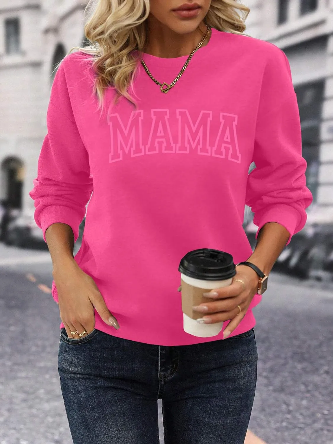Mama Sweatshirt Women Mama Graphic Crewneck Sweatshirt Mom Gift Shirt Casual Long Sleeve Pullover Tops