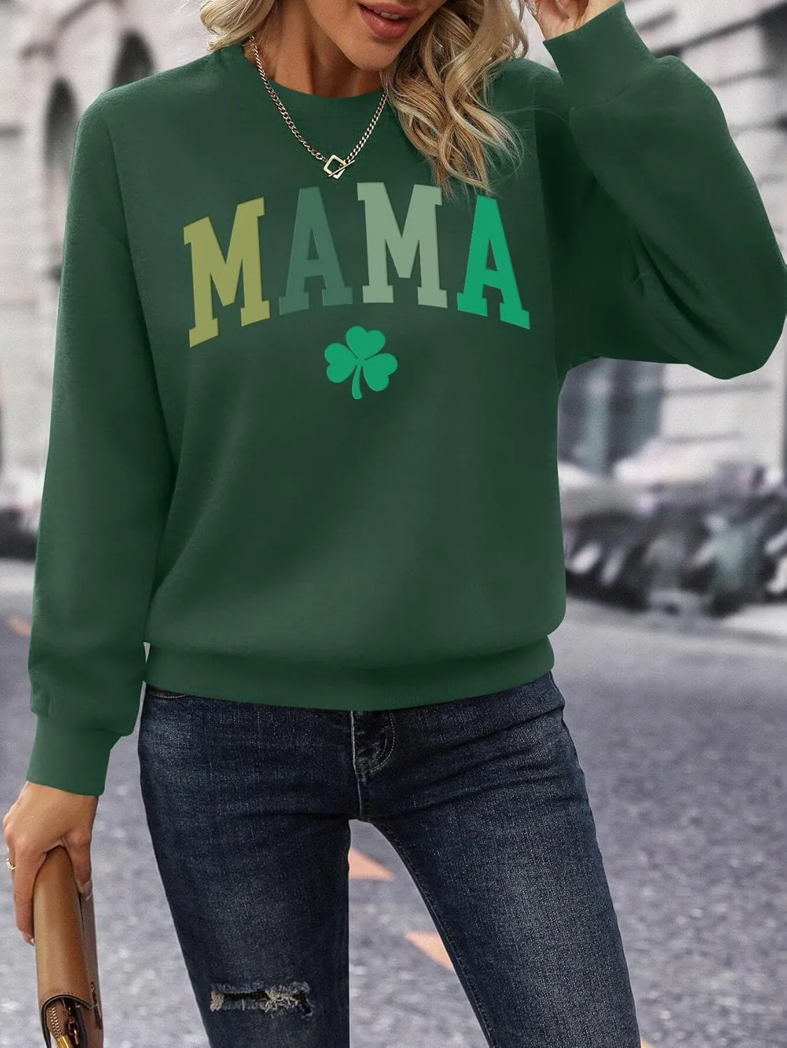 Mama Sweatshirt Women Mama Graphic Crewneck Sweatshirt Mom Gift Shirt Casual Long Sleeve Pullover Tops