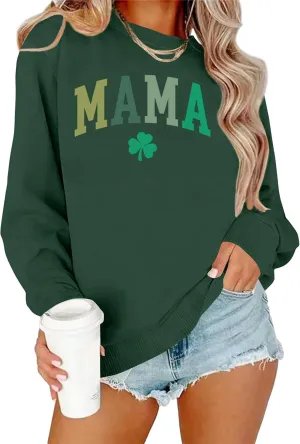 Mama Sweatshirt Women Mama Graphic Crewneck Sweatshirt Mom Gift Shirt Casual Long Sleeve Pullover Tops