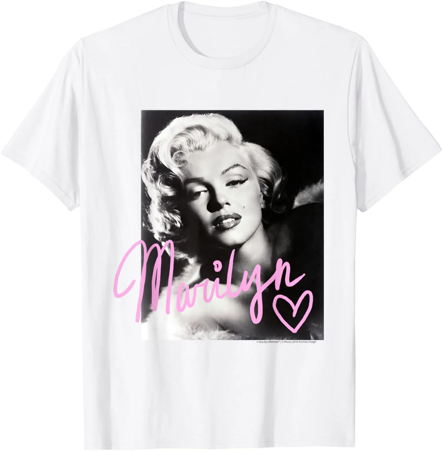 Marilyn Monroe black and white, pink handwriting Short Sleeve T-Shirt