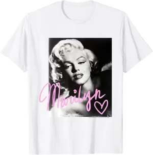 Marilyn Monroe black and white, pink handwriting Short Sleeve T-Shirt