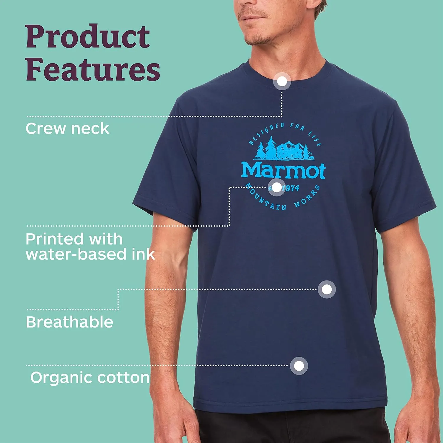MARMOT Men's Logo T-Shirts - Printed Graphic on Cotton Tee