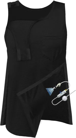 Mastectomy Recovery Tank Top with Drain Pockets Unisex Post Shoulder Surgery Shirts Full Snap Rotator Cuff Recovery Clothing