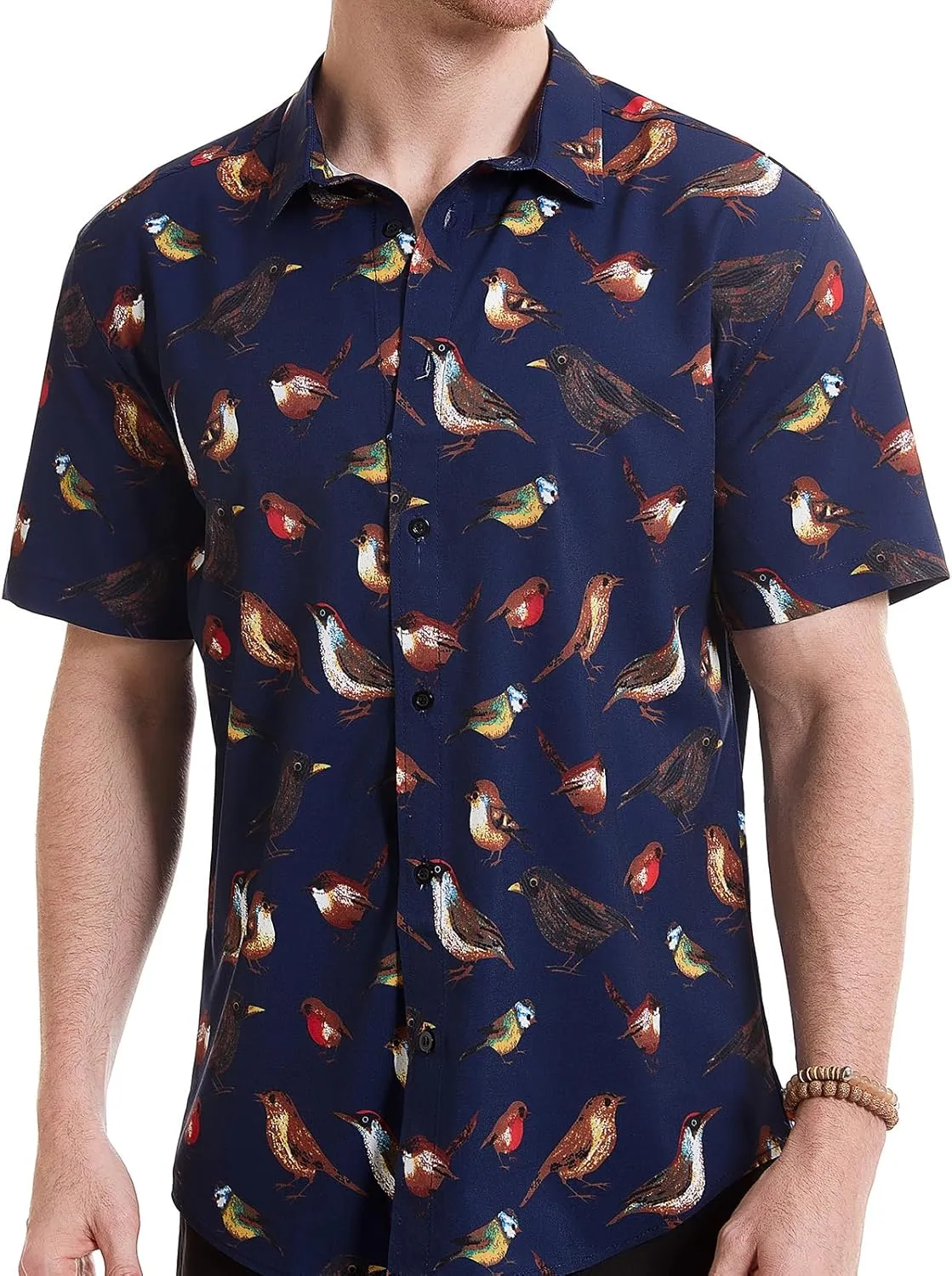 MCULIVOD Men's Hawaiian Tropical Shirts, Printing Short Sleeve Casual Button Down Shirt