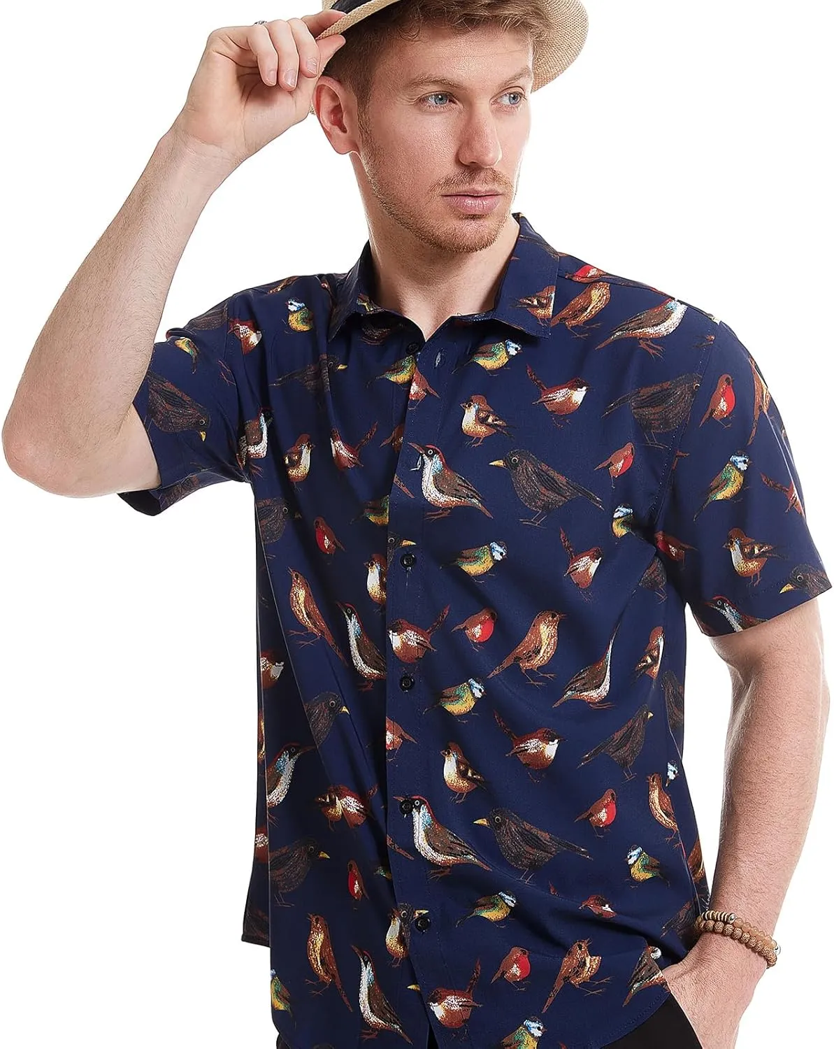 MCULIVOD Men's Hawaiian Tropical Shirts, Printing Short Sleeve Casual Button Down Shirt