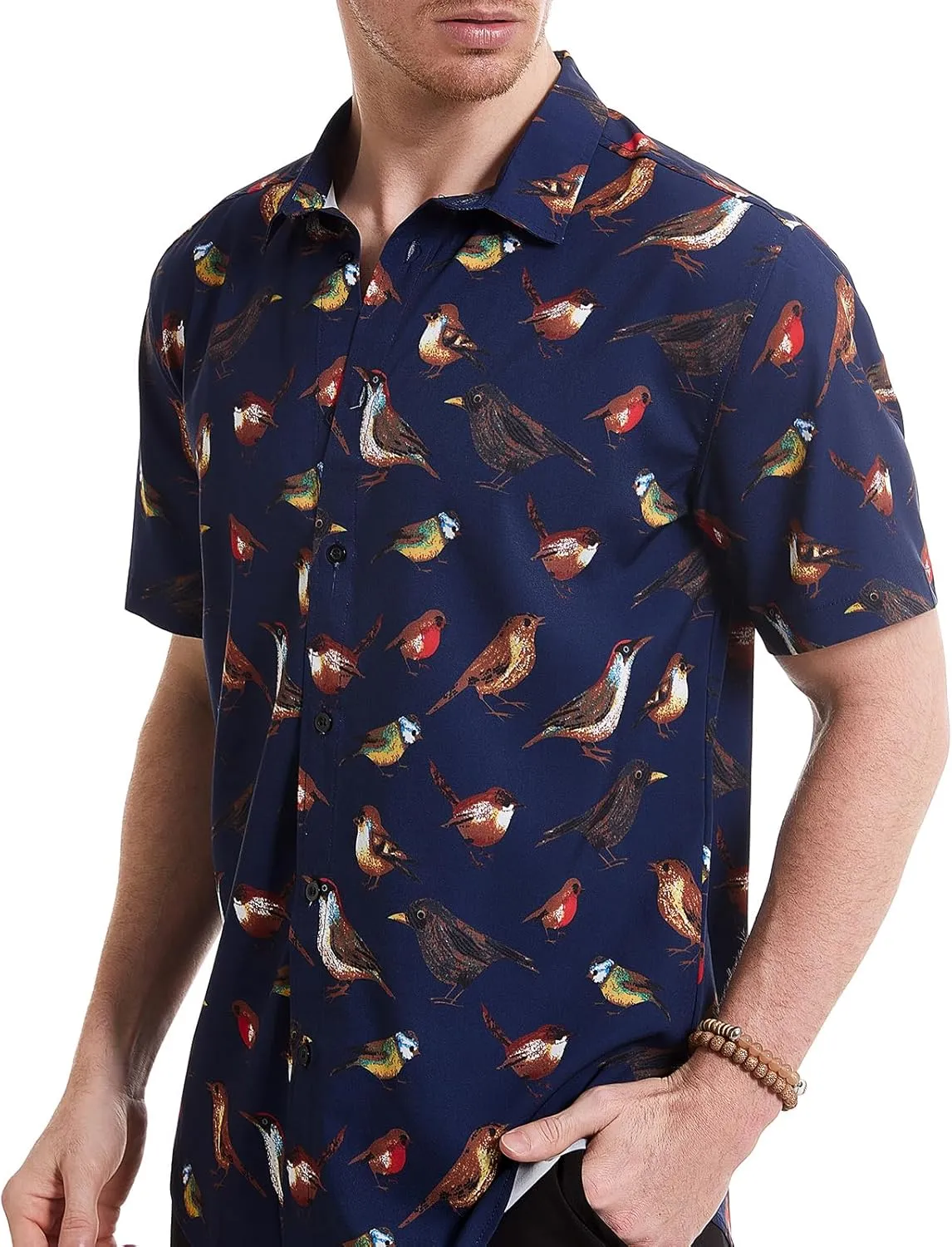MCULIVOD Men's Hawaiian Tropical Shirts, Printing Short Sleeve Casual Button Down Shirt