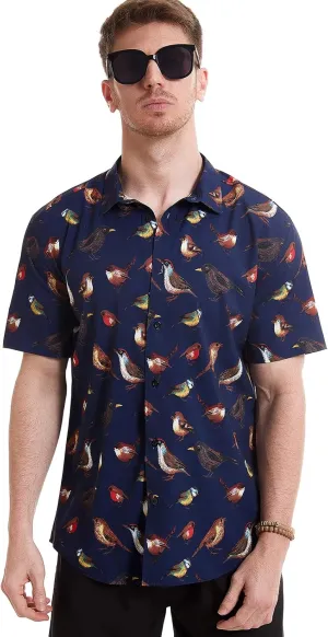 MCULIVOD Men's Hawaiian Tropical Shirts, Printing Short Sleeve Casual Button Down Shirt