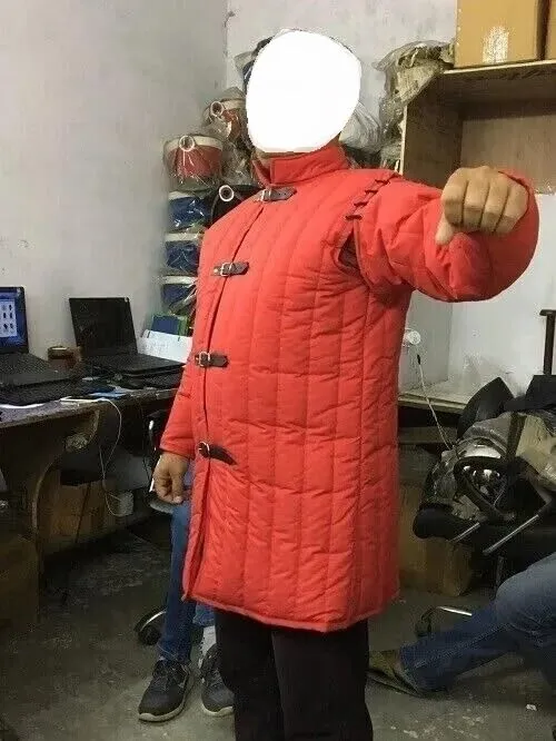medieval cotton padded gambeson Red color cotton padded jacket Red color cotton padded coat Full sleeve cotton padded gambeson (XL, RED COLOR)