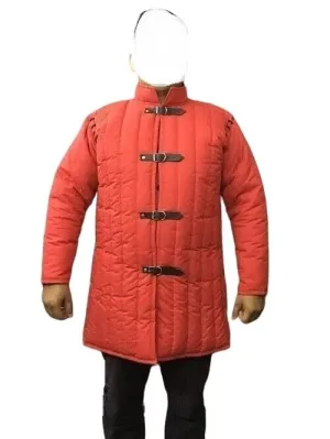 medieval cotton padded gambeson Red color cotton padded jacket Red color cotton padded coat Full sleeve cotton padded gambeson (XL, RED COLOR)