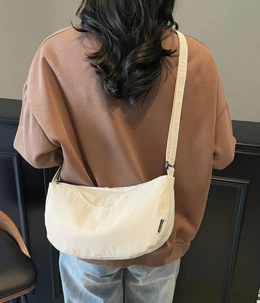 Medium Nylon Crescent Crossbody Luna Bag for Women Lightweight Sling Casual Hobo Dumpling Purse