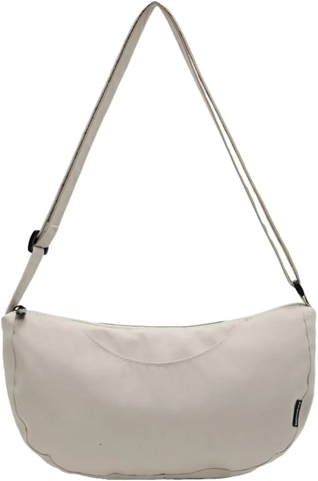 Medium Nylon Crescent Crossbody Luna Bag for Women Lightweight Sling Casual Hobo Dumpling Purse