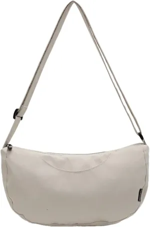 Medium Nylon Crescent Crossbody Luna Bag for Women Lightweight Sling Casual Hobo Dumpling Purse