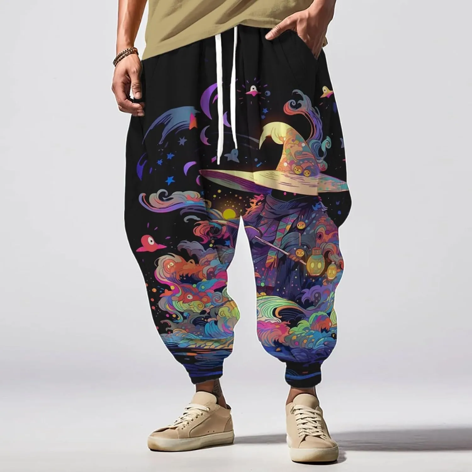 Men Cotton Baggy Hippie Yoga Harem Pants Casual Sweatpants Loose Drop Crotch Trousers Loose Pants Mens Cargo