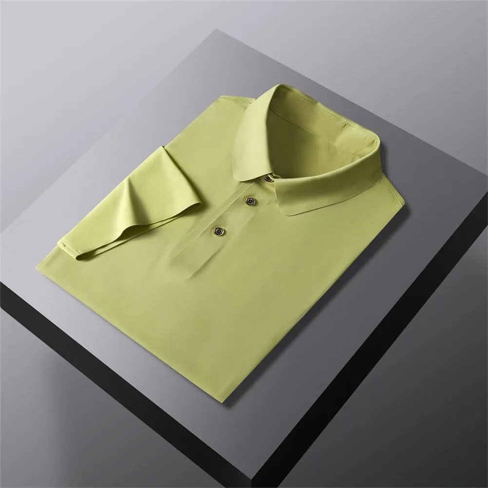 Men Ice Silk Casual Short Sleeved T-Shirt Men Outdoor Sports Running Fitness Top Quick Dry Fit Polo Shirts