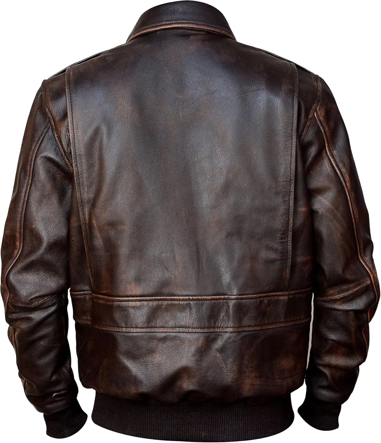 Mens A2 Leather Flight Jacket American Military Pilot Aviator Bomber Leather Coat