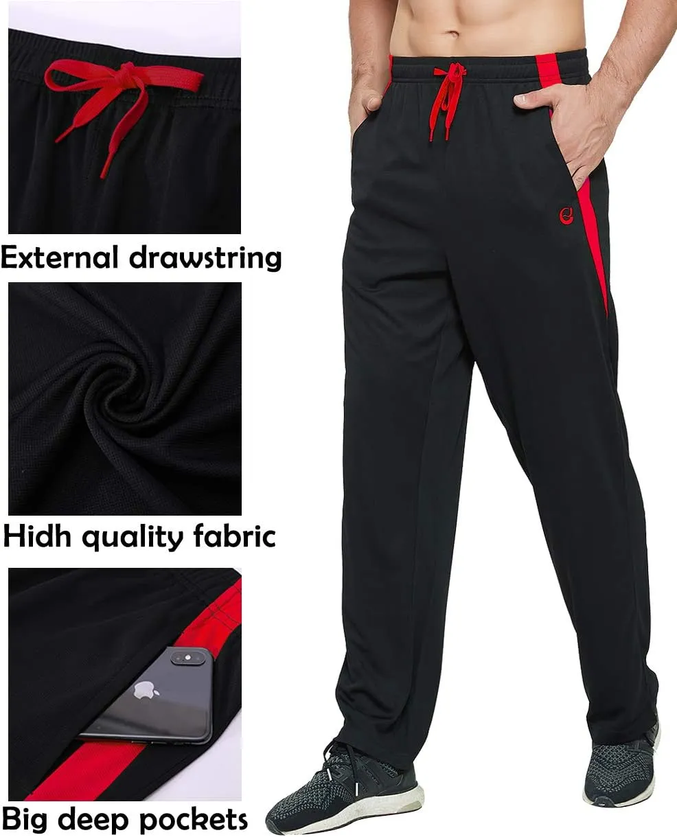 Men's Athletic Pant with Pockets Open Bottom Sweatpants for Men Workout, Exercise, Running