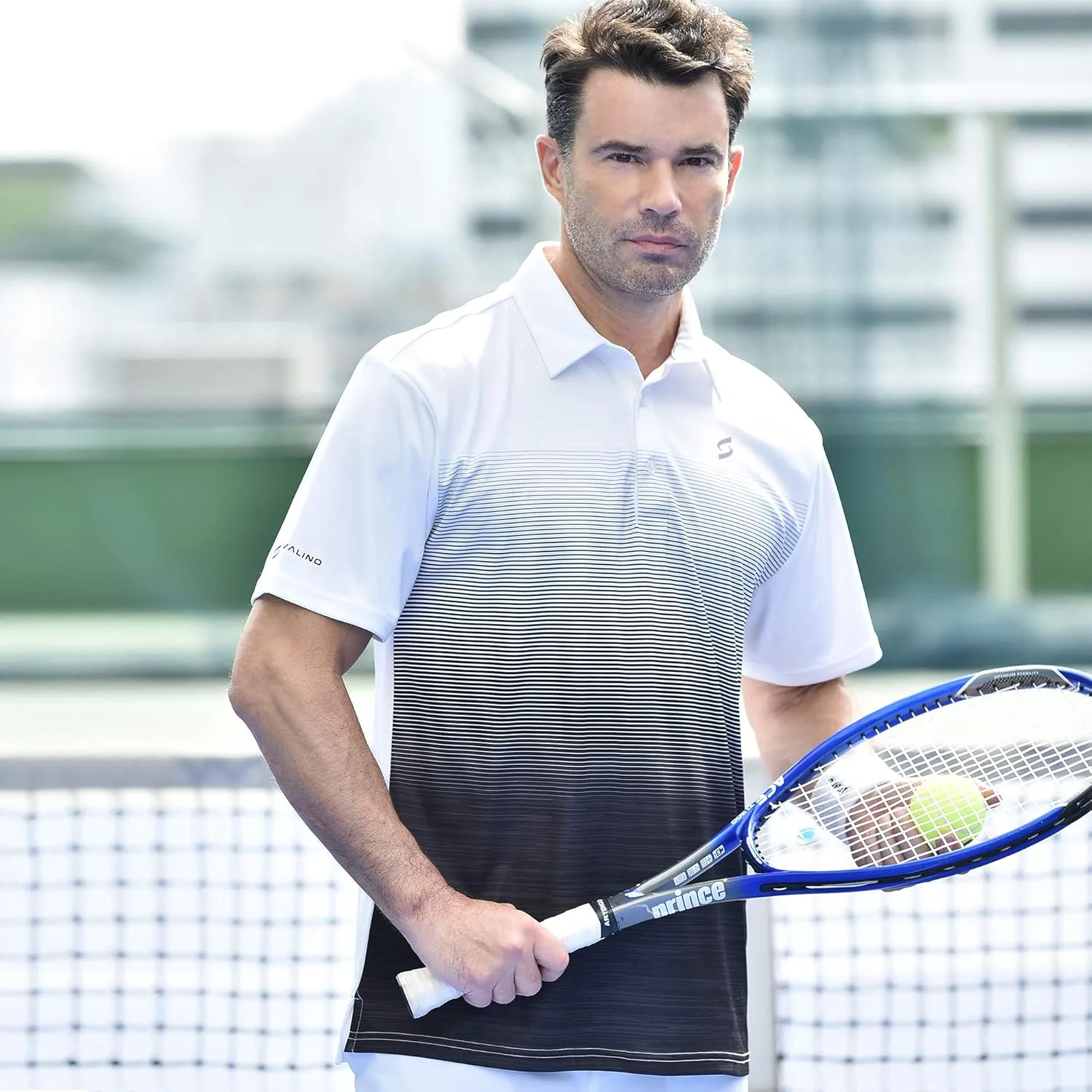 Mens Athletic Tennis Polo Shirt. Material Wicks Sweat and Dries Fast, Size S-2XL