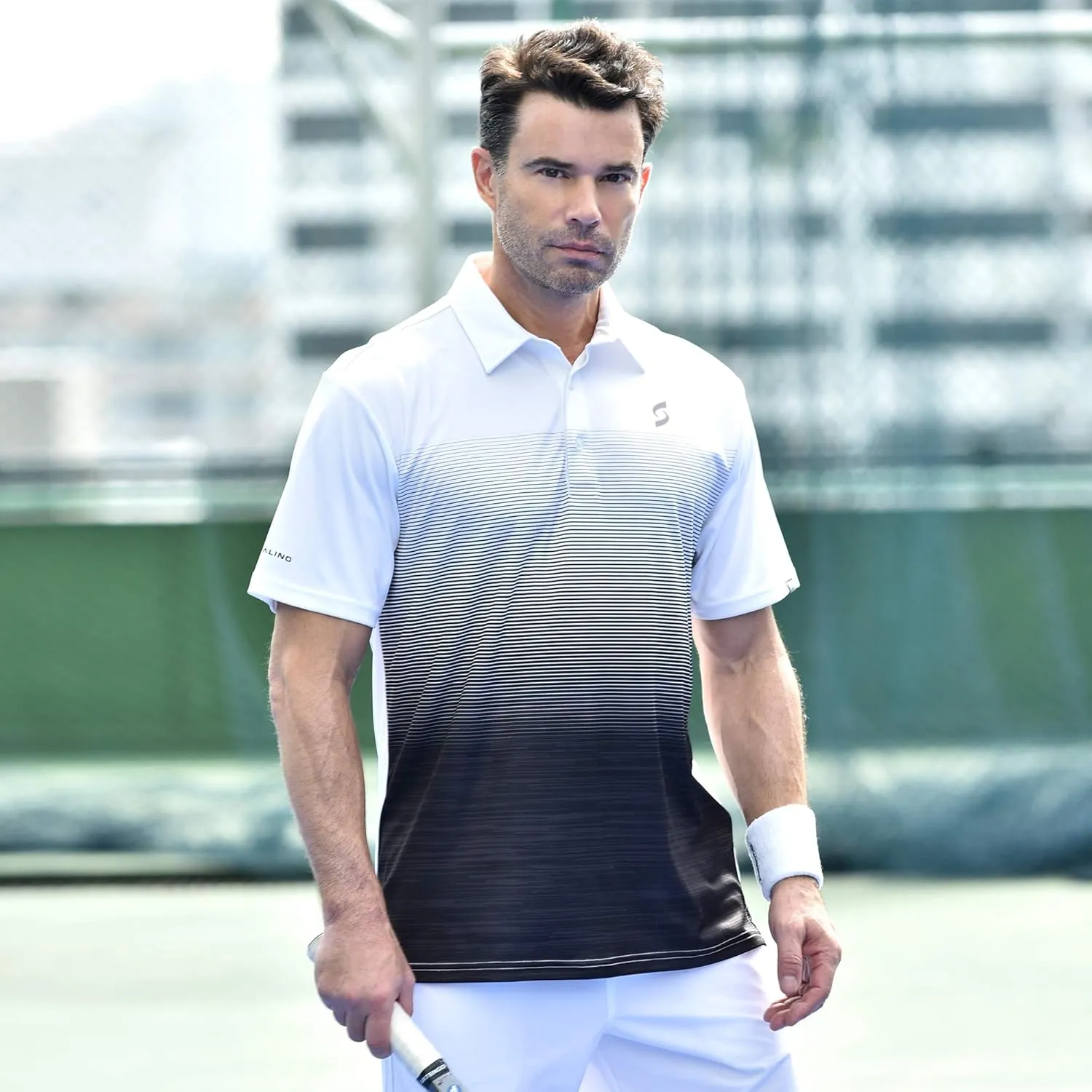 Mens Athletic Tennis Polo Shirt. Material Wicks Sweat and Dries Fast, Size S-2XL