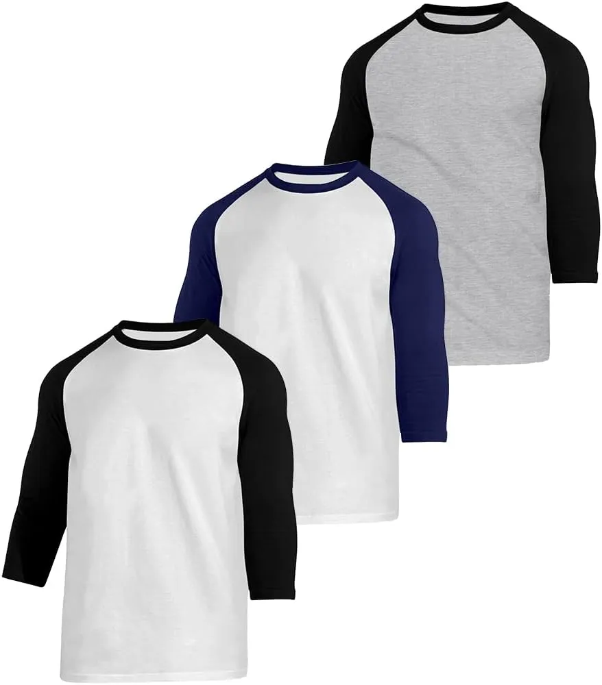 Men's Casual Classic Raglan Basic Soft Cotton 3/4 Long Sleeve Sports Baseball Jerseys T Shirts